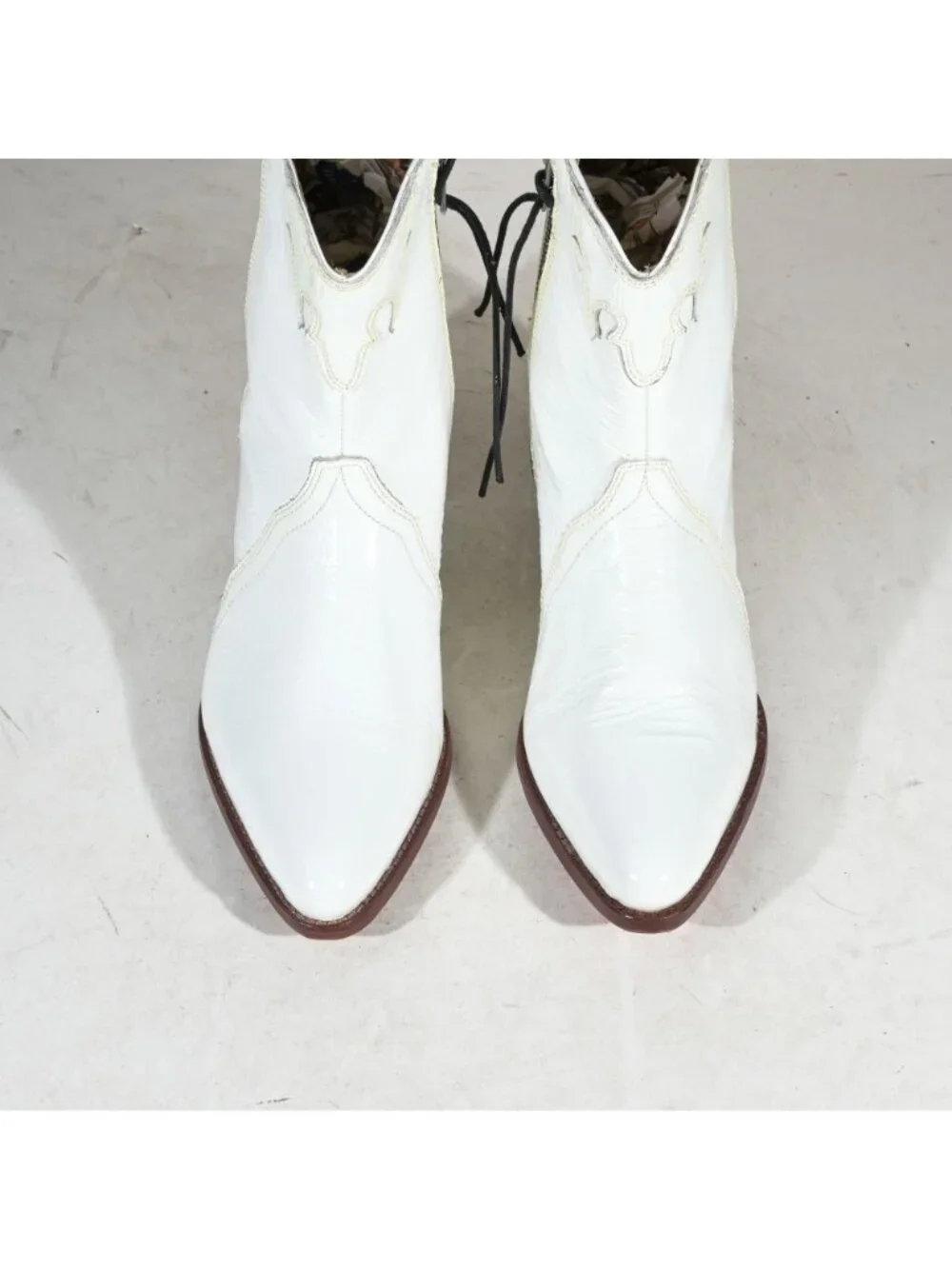 Free People White Leather Western Ankle Boots Womens 9.5 - Picture 5 of 8